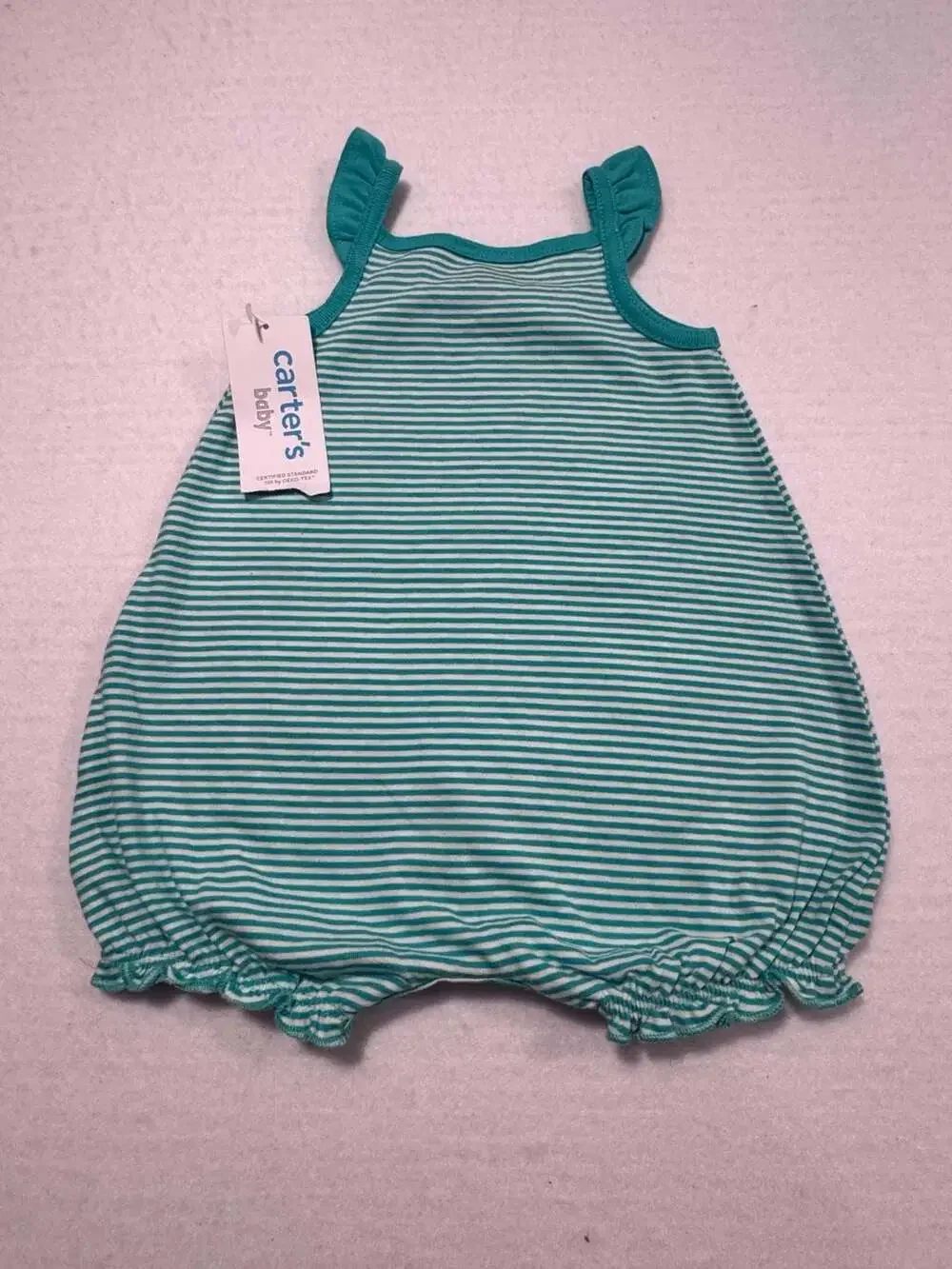 Carter’s Baby Girl Lemon Print Striped Cotton Romper NWT Size 3 Months